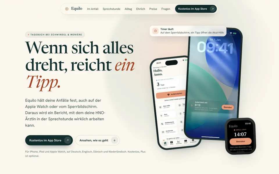 Bildschirmfoto von Equilo