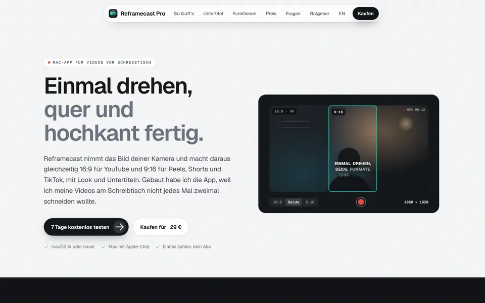 Bildschirmfoto von Reframecast Pro
